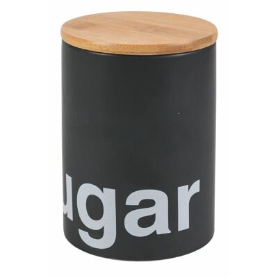 Sugar jar "Sugar" Bamboo black