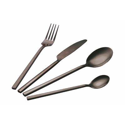Set of 24 Stylo glossy black cutlery