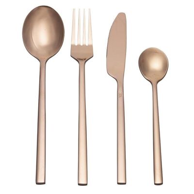 Set of 24 Stylo cutlery in shiny rose gold