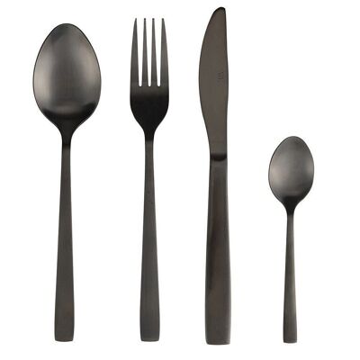 24 Modern black cutlery set