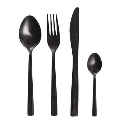 Set of 24 Modern glossy black cutlery