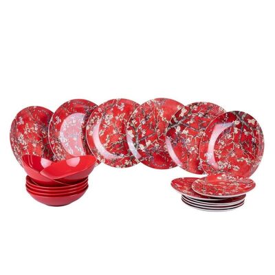 Red Japanese Dream 18-piece table service