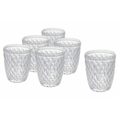 Set of 6 clear Diamond water glasses