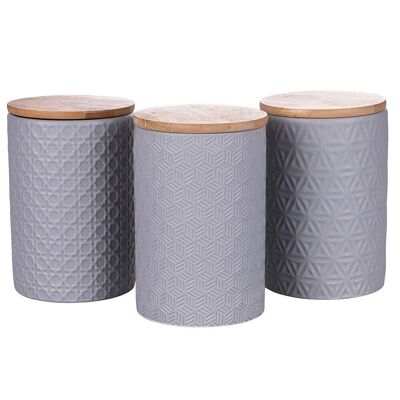 Set of 3 Gray Geometrie Shape jars