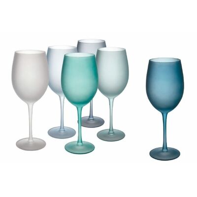 Set of 6 frosted Happy Hour Ocean glasses