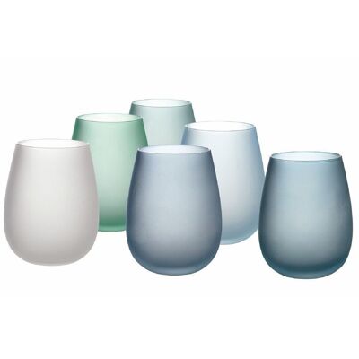 Set of 6 frosted water glasses Happy Hour Ocean