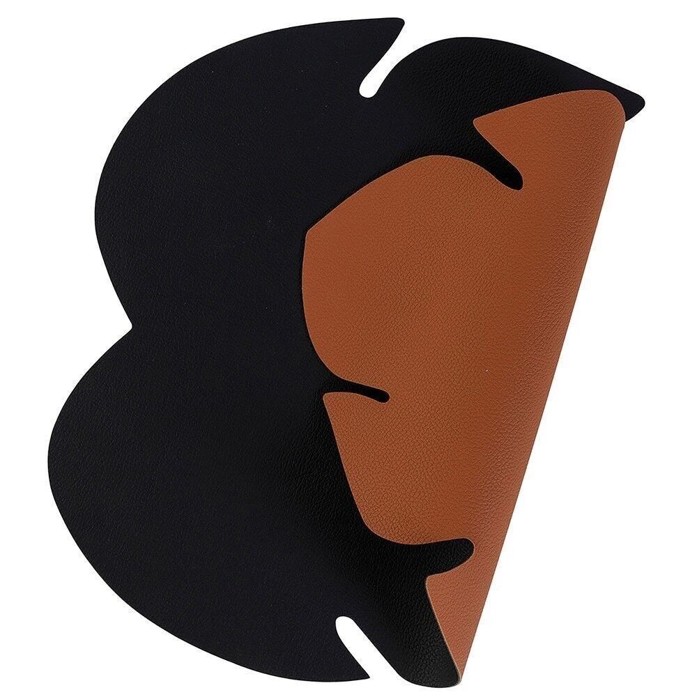 Jungle Leaf Untersetzer schwarz / Leder
