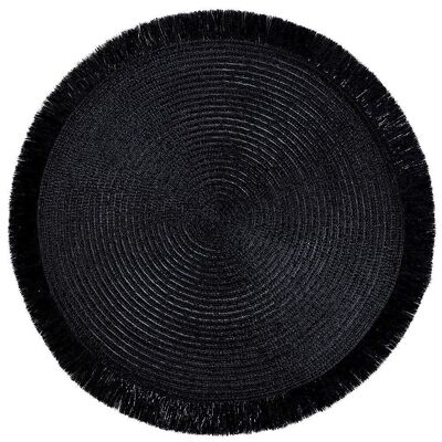 Black placemat with fringes