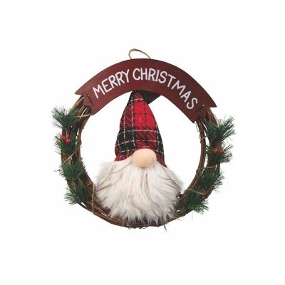 Ghirlanda luminosa Tartan Babbo Natale