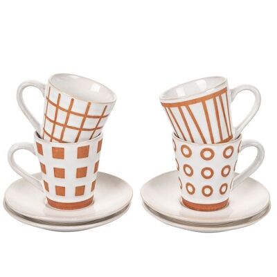 Set of 4 coffee cups with saucers Geometry