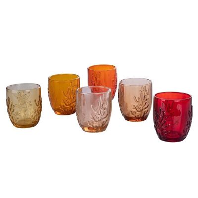 Set aus 6 Coral Sunset Wassergläsern