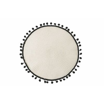 Round white / black Pon Pon placemat