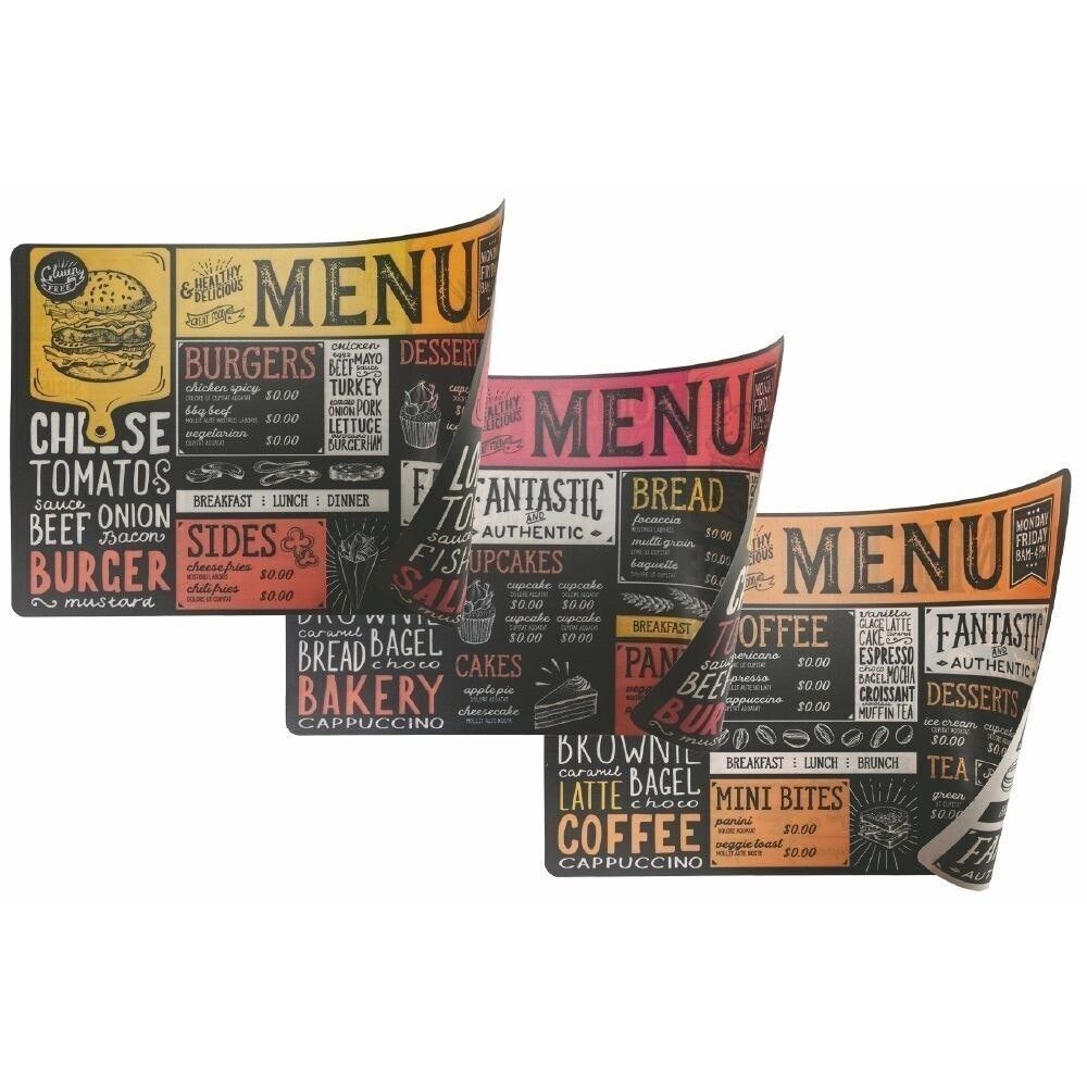Vintage Menu Placemat 3ass.