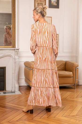 Maxi robe longue en col V à imprime bohème avec poche invisible 5