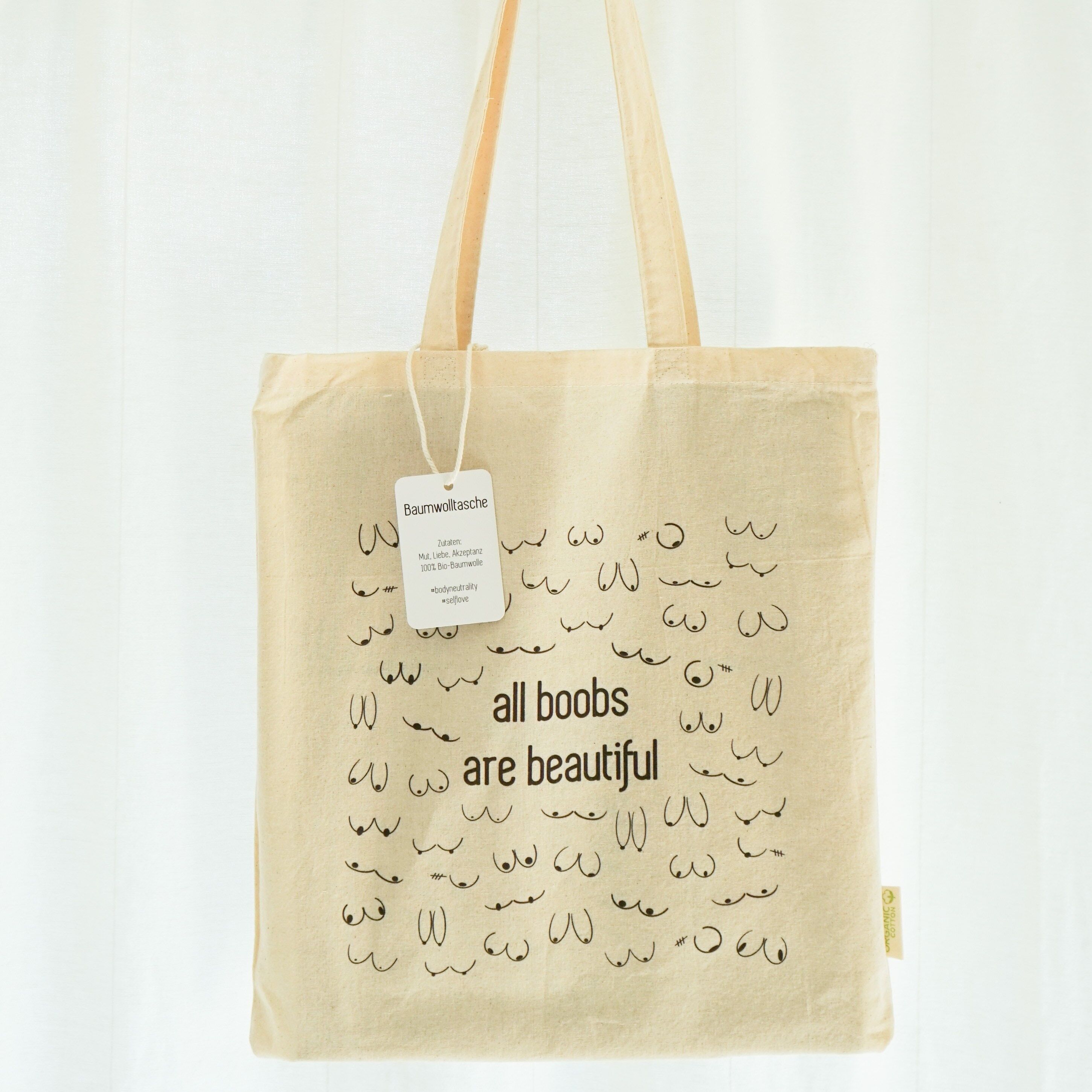 Buy wholesale Organic cotton bag tote bag all boobs are beautiful