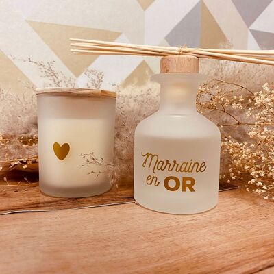 Confezione regalo di lusso con diffusore di candele - Madrina d'oro - Confezione regalo