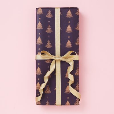 Sapin (Aubergine) - Papier cadeau de Noël | Feuilles de papier d'emballage de Noël