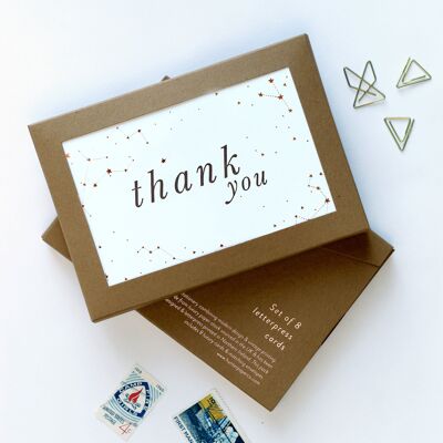 Gold Foil Thank You Constellations Pack of 8 Letterpress Cards