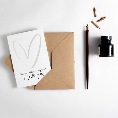 From The Bottom Of My Heart I Love You Letterpress Card