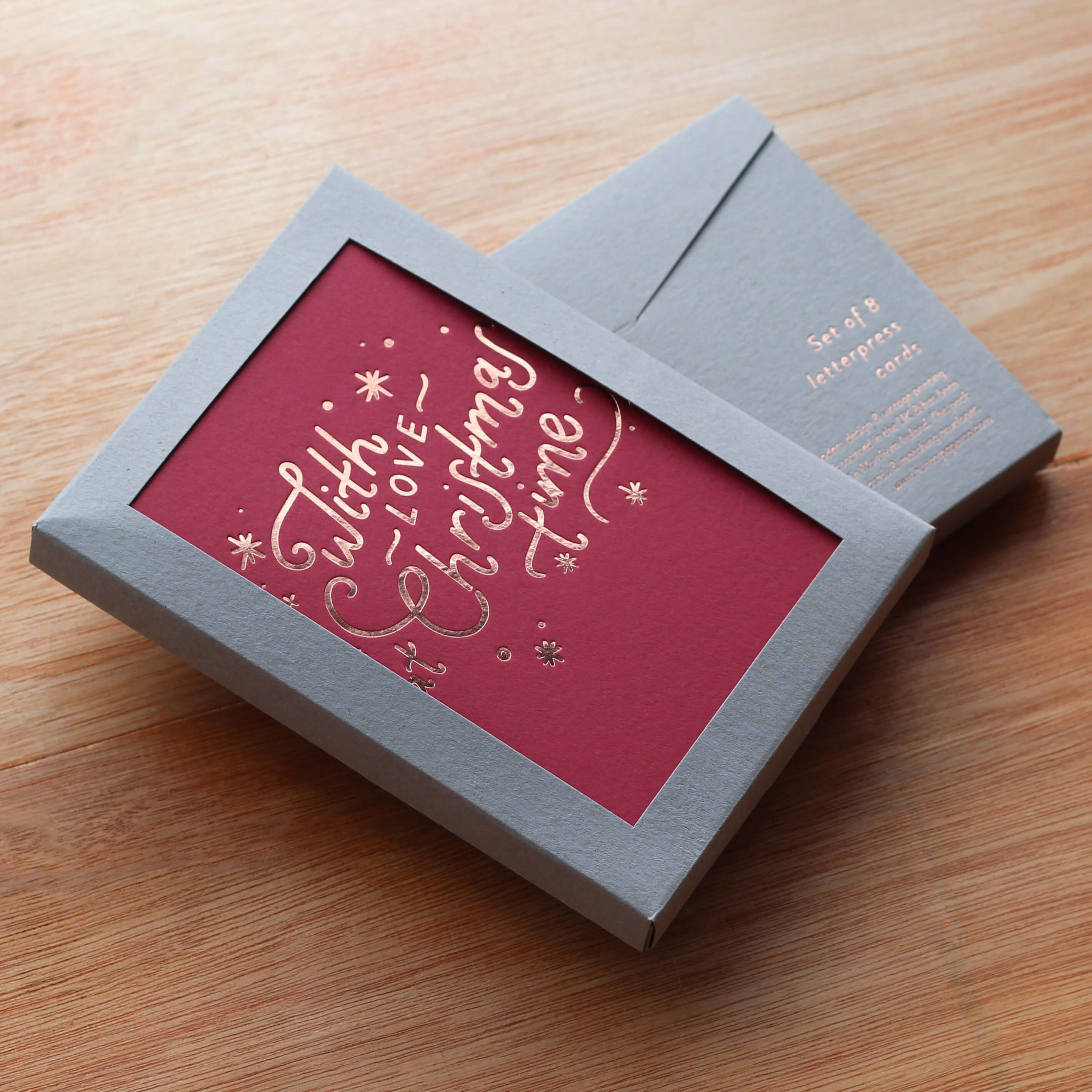 With Love At Christmas Time' Confezione da 8 biglietti tipografici