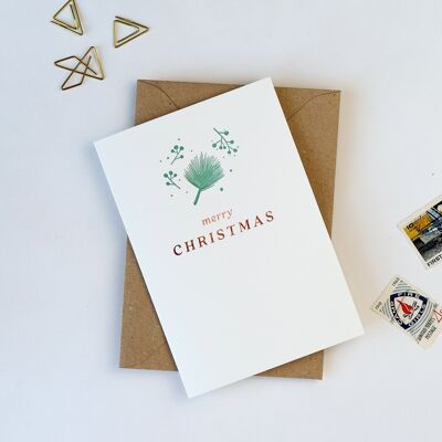 Buchdruckkarte der frohen Weihnachten