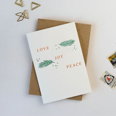 Love Joy Peace' Letterpress-Karte