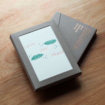 Love Joy Peace' Weihnachtskarte Packung mit 8 Letterpress-Karten