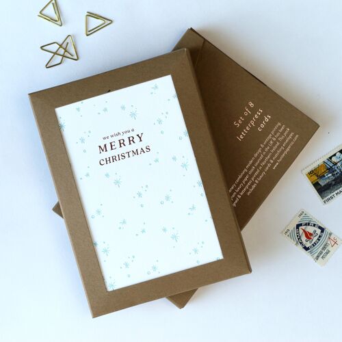 We Wish You A Merry Christmas' Christmas Card Pack of 8 Letterpress Cards