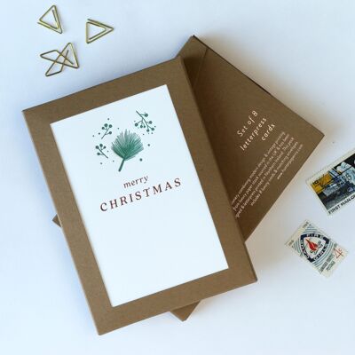 Merry Christmas' Weihnachtskarte Packung mit 8 Letterpress-Karten