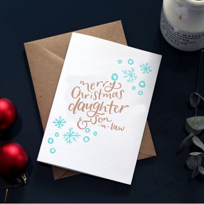 Feliz Navidad Hija & Yerno Tarjeta Tipográfica