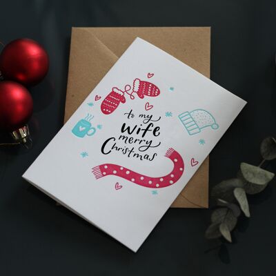 Cartolina tipografica di buon Natale a mia moglie