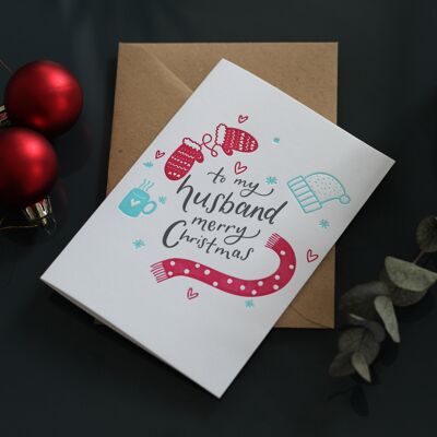 Cartolina tipografica di buon Natale a mio marito