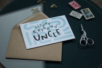 Joyeux anniversaire Oncle Letterpress Card 2