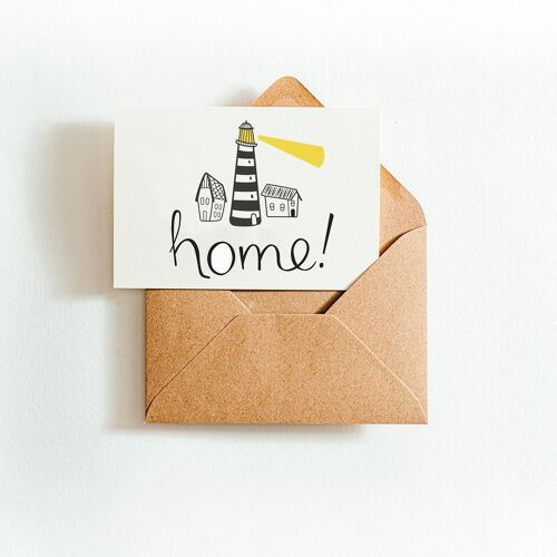 Home Lighthouse Recycled Coffee Cup Card