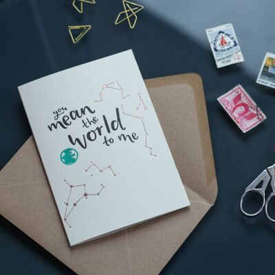 You Mean The World To Me Recycled Coffee Cup Card