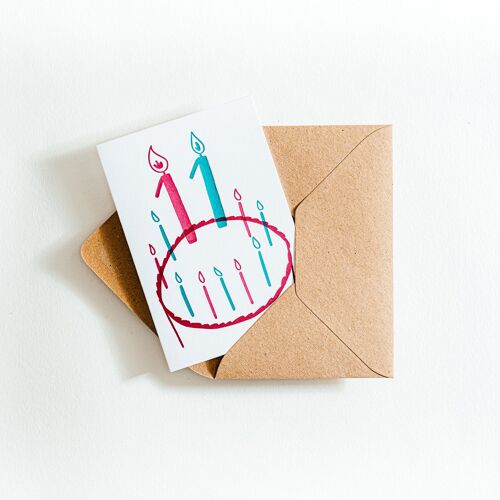 11 Birthday Candles Letterpress Card