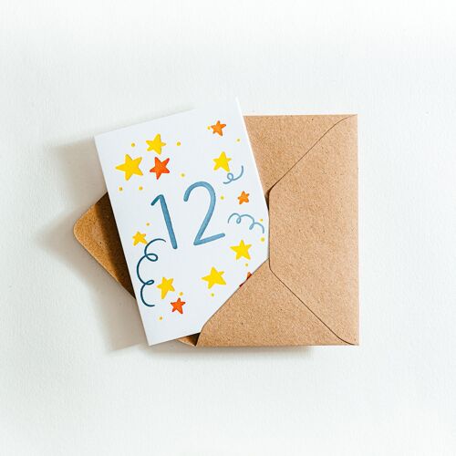 12 Stars Birthday Letterpress Card