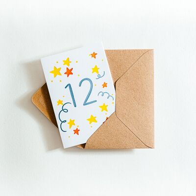 Tarjeta de tipografía de cumpleaños de 12 estrellas