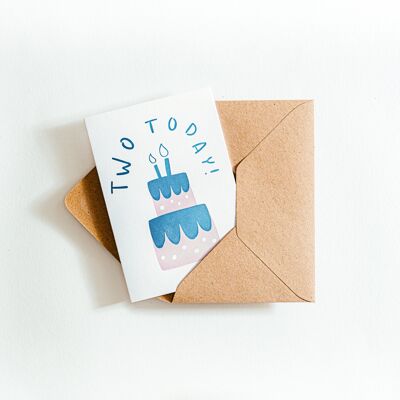 Two Today Letterpress Birthday Card