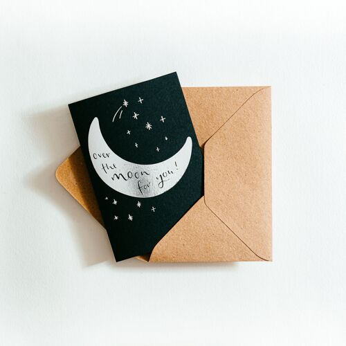 Over the Moon for You Recycled Coffee Cup Card
