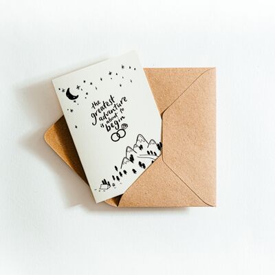The Greatest Adventure is About to Begin Engagement Recycled Coffee Cup Card