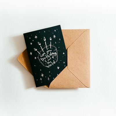 Hoffen Sie, dass Ihr Geburtstag aus dieser Welt ist, recycelte Kaffeetassen-Geburtstagskarte