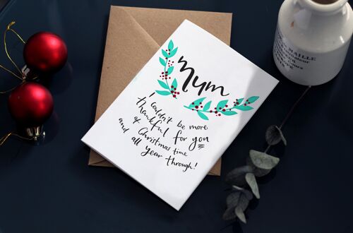 Mum I Couldn't Be More Thankful For You Christmas Letterpress Card