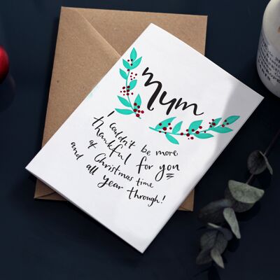 Mum I Couldn't Be More Thankful For You Christmas Letterpress Card