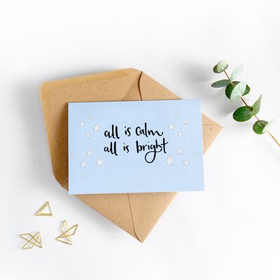 All Is Calm All Is Bright Stellar Christmas Letterpress Card