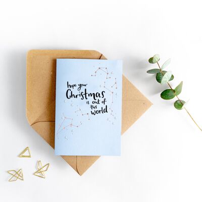 J'espère que votre Noël est hors de ce monde Letterpress Christmas Card