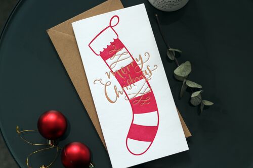 Merry Christmas Stocking Money Wallet Christmas Card