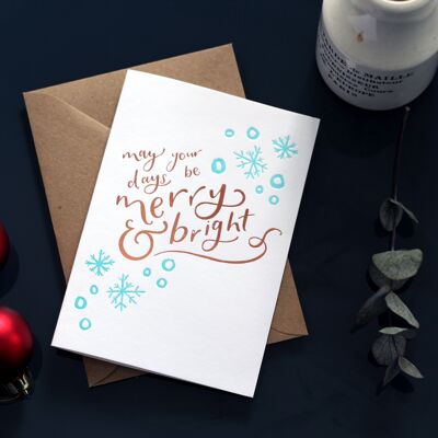 Que vos jours soient joyeux et lumineux Letterpress Christmas Card