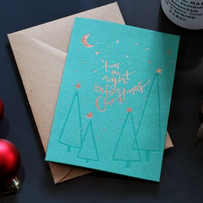 Twas la noche antes de Navidad tipografía tarjeta de Navidad