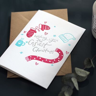 Wishing You The Cosiest Christmas Letterpress Christmas Card